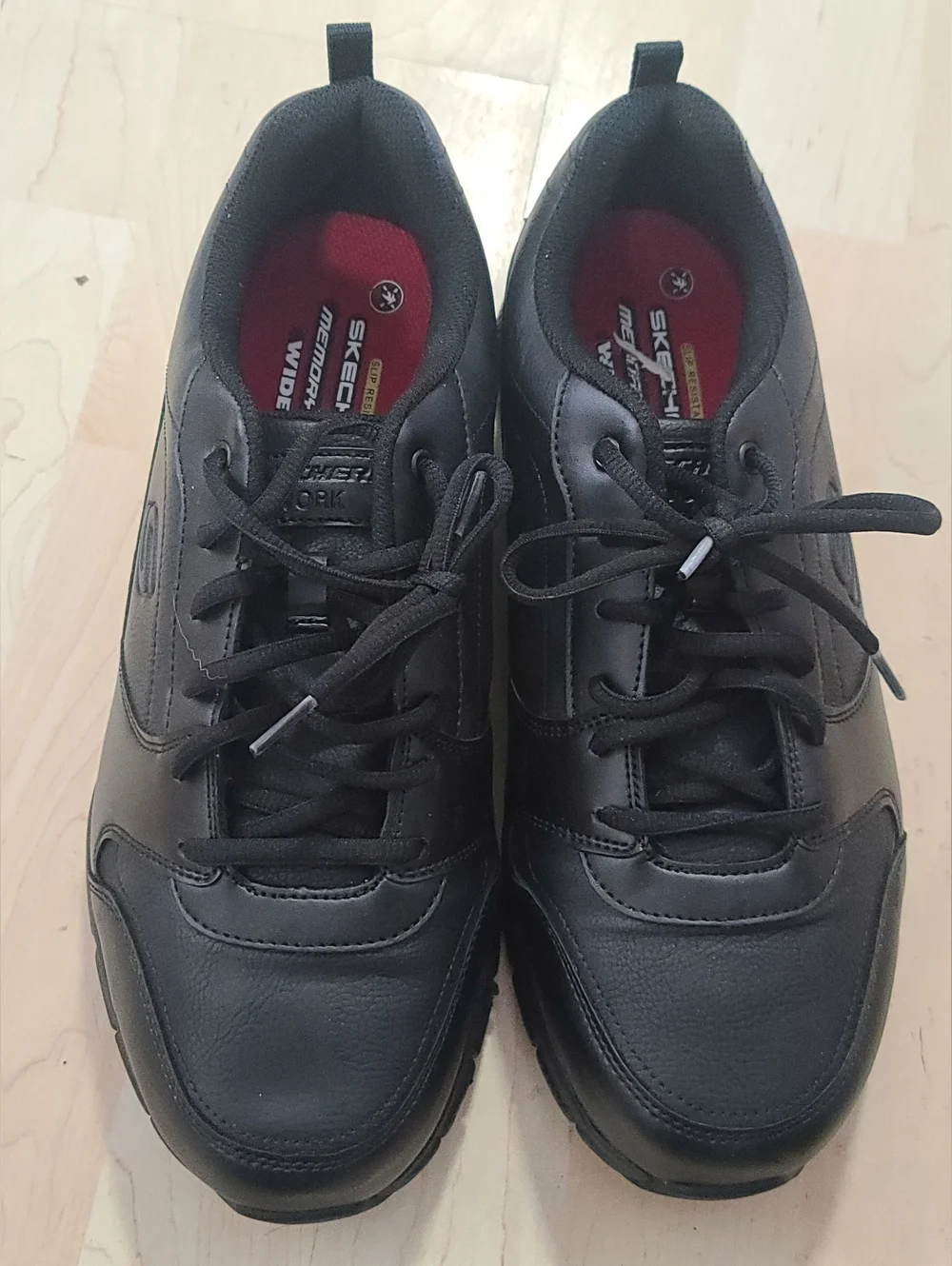 Skechers Men’s Black Lace-Up Comfort Sneaker, Slip Resistant, ASTM Size 12 - Picture 2 of 6